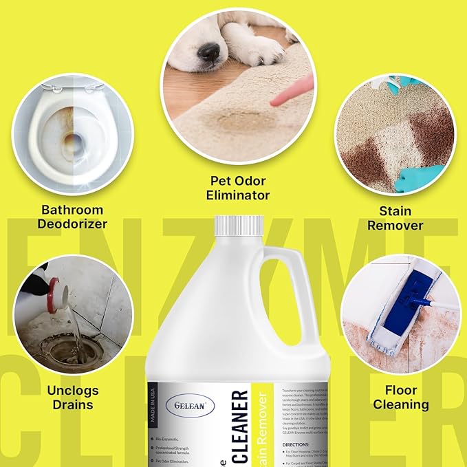 Multi-Purpose Probiotic Enzyme Cleaner, Made in USA - Pet Stain and Odor Remover - Concentrated - Professional & Home Strength Drains, Floors, Bathrooms, Toilets Trash Can, (1 gallon, Citrus)