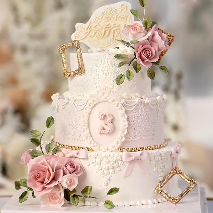 Baroque Photo Frame Silicone Mold, European Relief Scroll Frame Fondant Mold, for Baroque Cake Decoration, Modeling Clay, Resin Crafts, Desktop Ornaments, Reusable