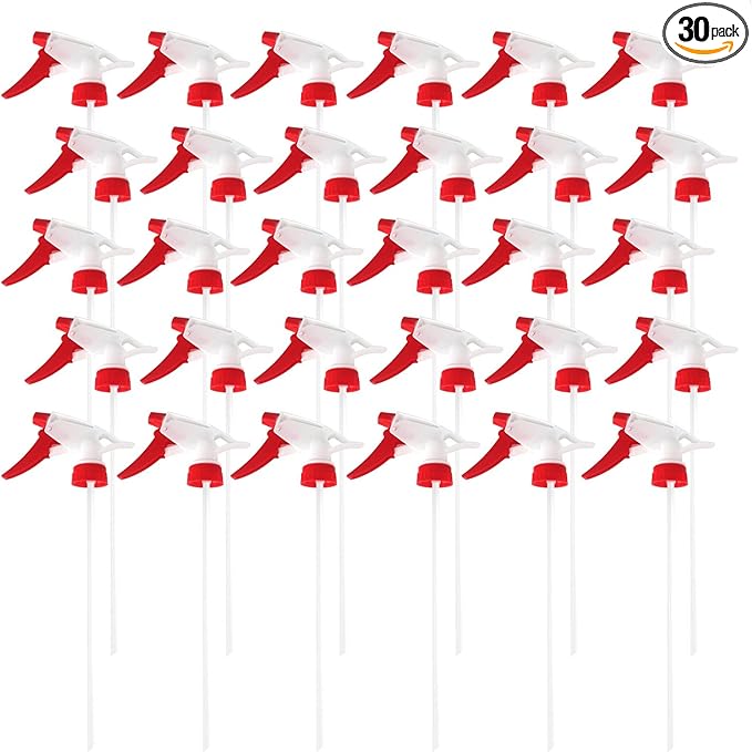 30 Pack Spray Bottle Nozzles, Heavy-Duty Stream Trigger Spray Nozzle Replacement Parts Adjustable Head Sprayer with Mist Stream Sprayer Fits 8oz /16oz Spray Bottles Round 28/400 Neck Bottles