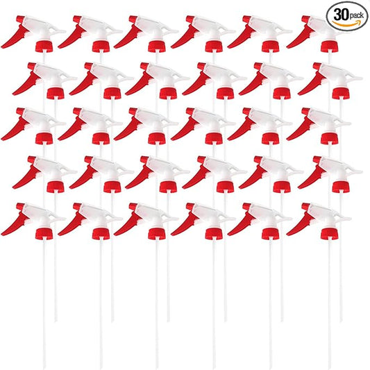 30 Pack Spray Bottle Nozzles, Heavy-Duty Stream Trigger Spray Nozzle Replacement Parts Adjustable Head Sprayer with Mist Stream Sprayer Fits 8oz /16oz Spray Bottles Round 28/400 Neck Bottles