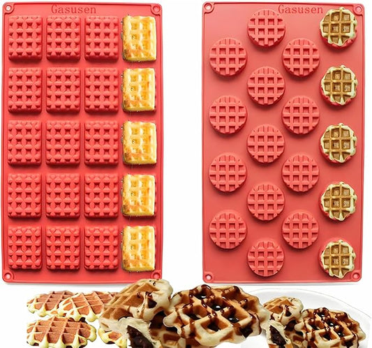 Silicone Waffle Mold Set, 2PCS/Set 18/20 Cavity Mini Silicone Waffle Mold Waffle Making Mold, Non-stick Cake Cookie Chocolate Making Mold for Baking
