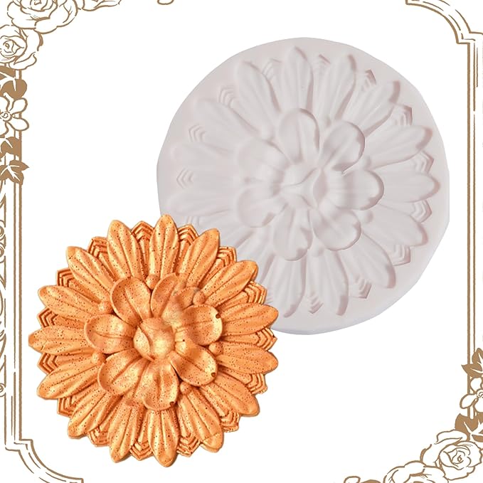 Baroque Cake Decoration Silicone Mold 1 Pcs, European Relief Chocolate Fondant Mold, Food Grade Material Can Be Reused, for Cookies, Candies, Sugar Crafts, Flower Paste, UV Resin, Cclay Crafts