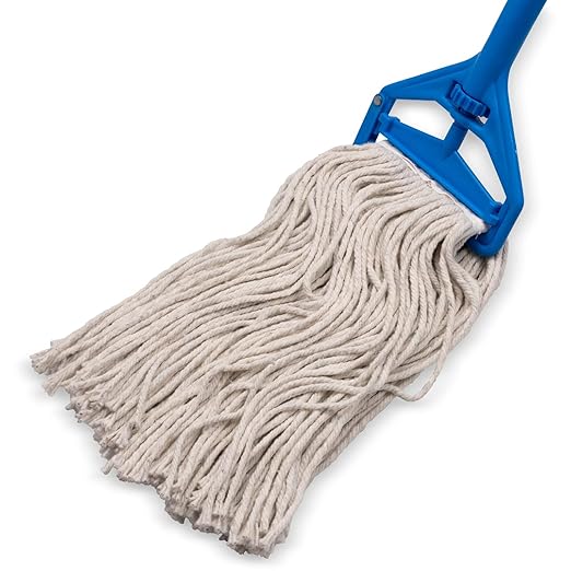 SPARTA Flo-Pac Cotton Mop Head, Cut-End, Narrow Band with White Band for Organized Cleaning, 32 Inches, Tan