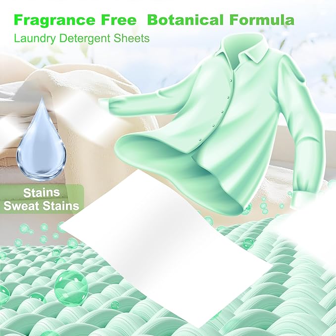 Laundry Detergent Sheets - 200 Loads, Fragrance Free, Eco-Friendly, Hypoallergenic, Portable, Save Space and Travel