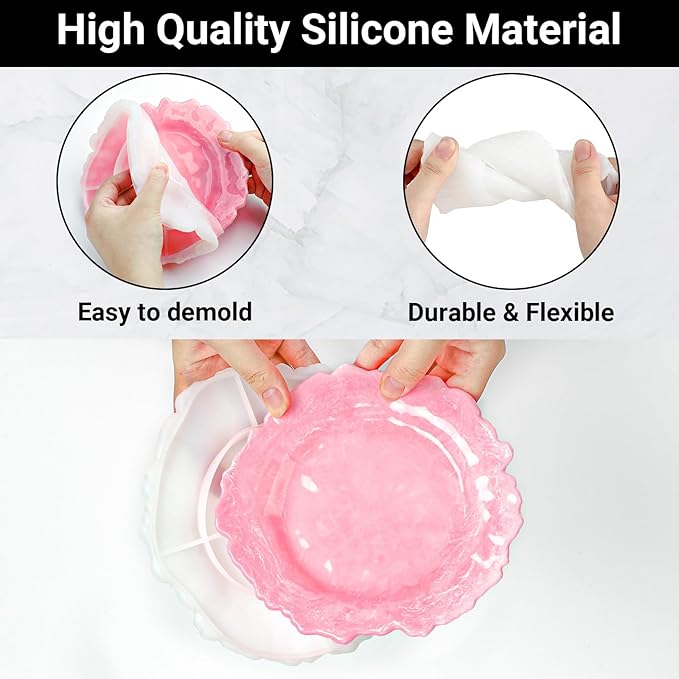 Gartful 2 Pieces Tray Resin Molds, Silicone Jewelry Dish Molds, Storage Container Epoxy Resin Casting Molds for Jewelry Ring Holders, Soap Dish, Candle Holder