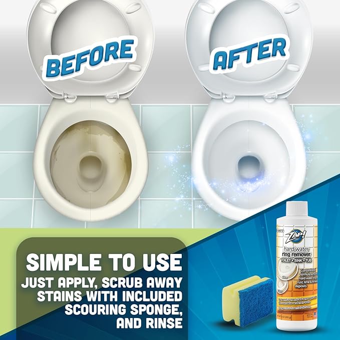 Toilet Bowl Stain Remover | Porcelain Sink, Tub & Bowl | Concentrated Formula Removes Hard Water Rings, Rust, Lime & Mineral Deposits | Septic Safe | Citrus Scent 9 oz