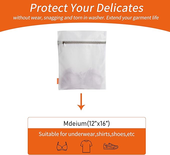 Polecasa 3Pcs 12 x 16 Inches Extra Durable Fine Mesh Laundry Bags with Sturdy Zipper for Delicates, Protect Clothes in Washing Machine, Laundry Room Essentials for College, Dorm (3 Medium)