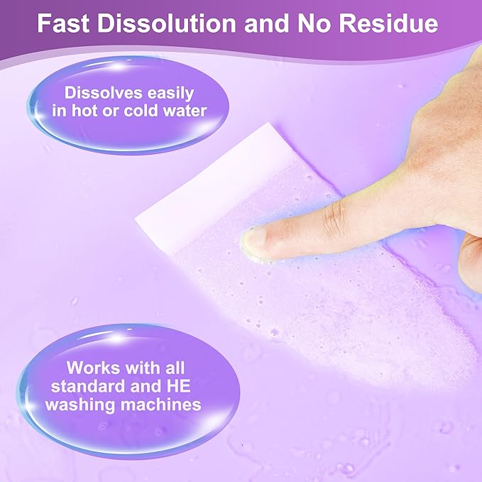 Laundry Detergent Sheets - 200 Loads, Lavender Scent, Compact, Lightweight, Eco-Friendly, Hypoallergenic, Portable, Save Space and Travel