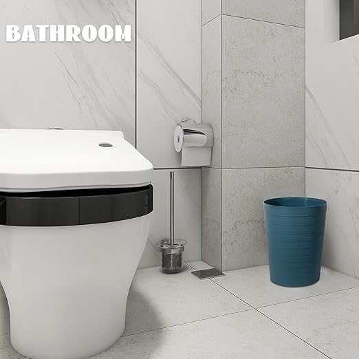 UUJOLY Small Bathroom Trash Can Wastebasket, Plastic Garbage Bin Container Basket for Bathrooms, Laundry Room, Kitchens, Offices, Kids Rooms, Dorms, Bluish Green, 1.8 Gallon