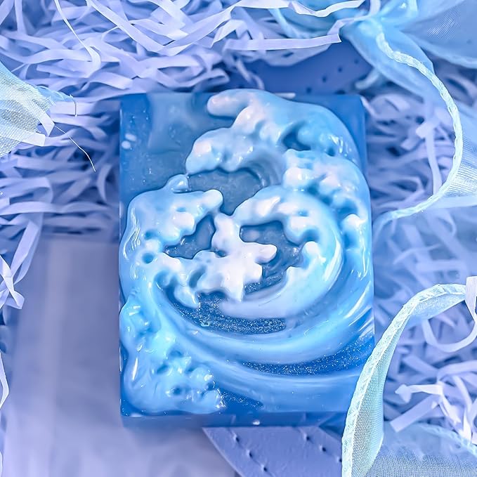 Ocean Wave Soap Molds, Sea Wave Silicone Soap Molds for Rectangle Nautical Wave Swirls Pattern Soap DIY Homemade Craft Soap Candle Making