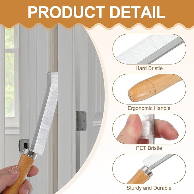 uxcell 4pcs Crevice Cleaning Brush, 8.6 Inch Hard Bristle Cleaning Brush Bathroom Cleaning Tools for Corner, Window, Faucets, White