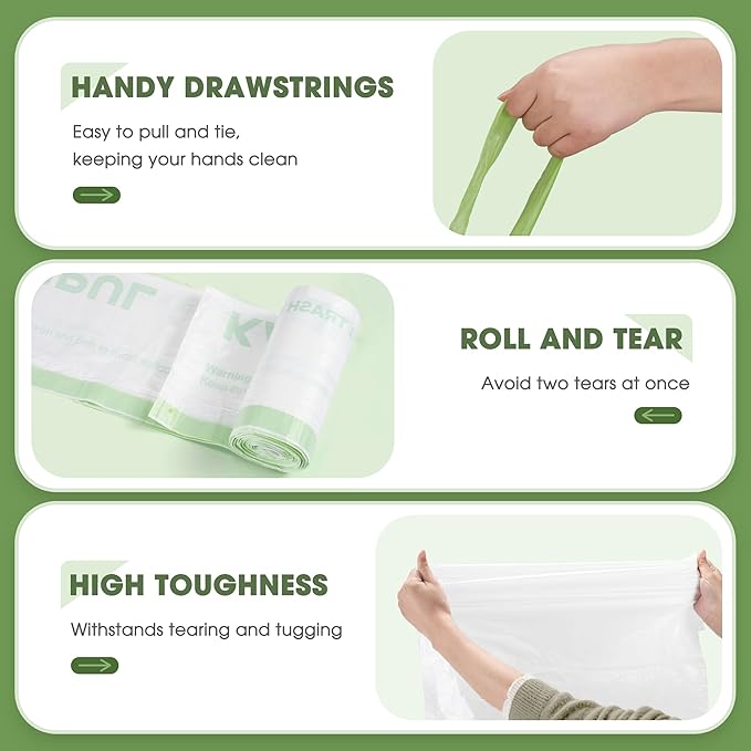 Trash Bags 8 Gallon Tall Kitchen Trash Bags,Garbage Bags 8 Gallon Tall Kitchen90 Count Suitable for Kitchen, Office, Bedroom, Living Room, Gardens