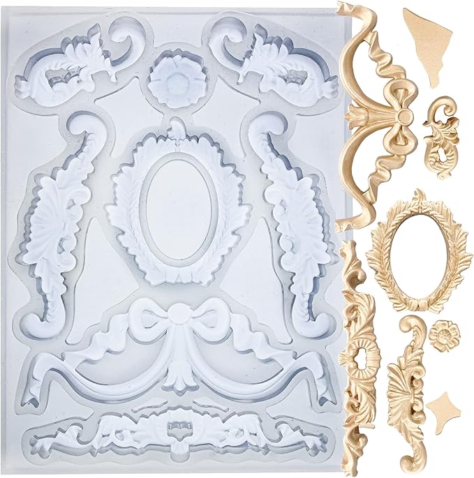 Art Mold for Polyclay Air Dry Clay Plaster, Wreath and Frame
