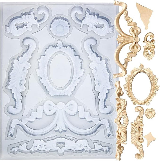 Art Mold for Polyclay Air Dry Clay Plaster, Wreath and Frame