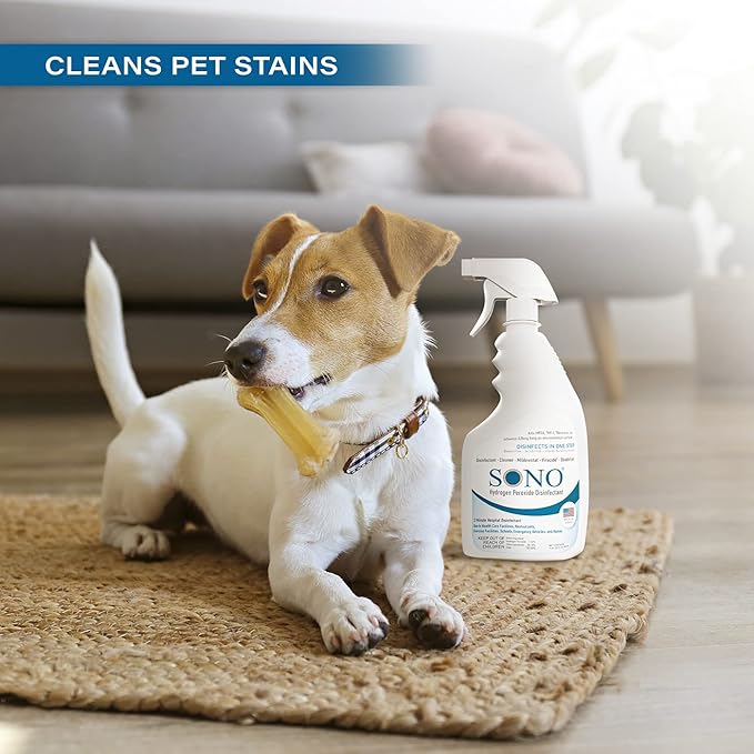 SONO Disinfecting Spray and Stain Remover - Hydrogen Peroxide Solution | Multi-Surface Cleaner for Kitchen and Bathroom | Spring Season Travel Essential | 3 Pack of 32 fl oz Bottle