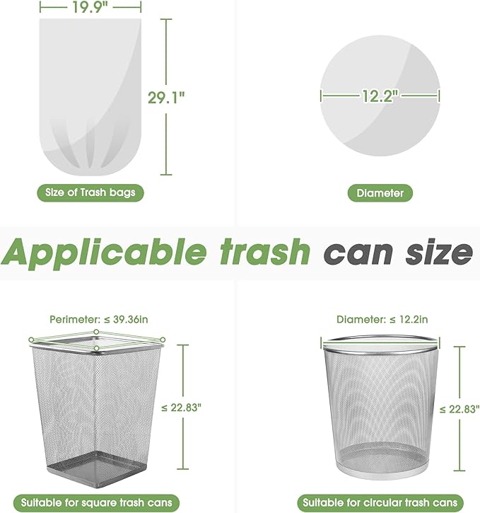 Trash Bags 8 Gallon Tall Kitchen Trash Bags,Garbage Bags 8 Gallon Tall Kitchen90 Count Suitable for Kitchen, Office, Bedroom, Living Room, Gardens