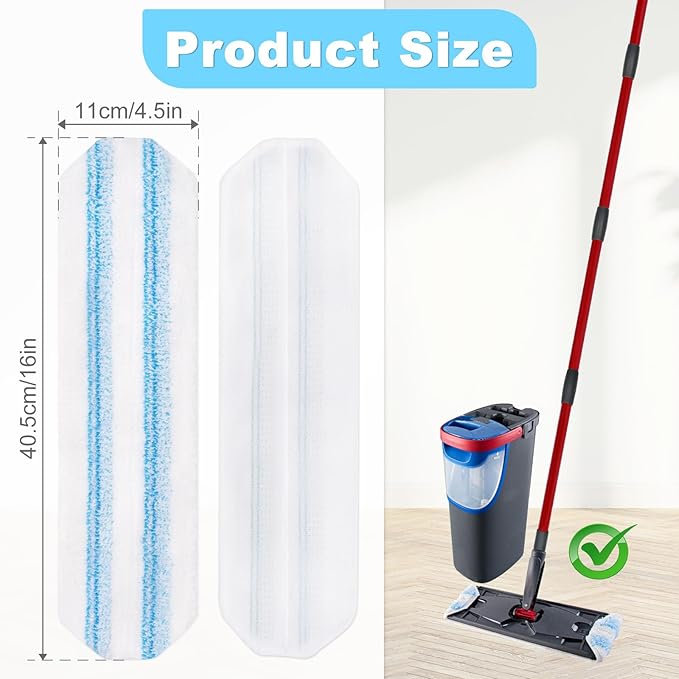 Mop Replacement Pads for OCedar H2prO Flat Mop System, 3 Pack Mop Pads for Ocedar H2prO Flat Mop, Microfiber Mop Heads Replacements for OCedar H2pro, Reusable Mop Refills Safe on Various Floors