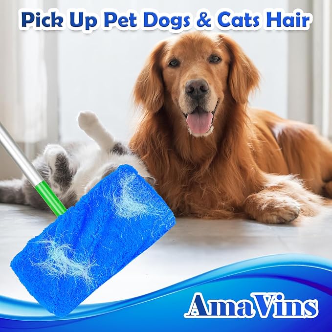 5 Pack Reusable Microfiber Mop Pads Compatible with Swiffer Sweeper Mop, Wet and Dry Flat mop Cover, Washable Mop Pads for Surface/Hardwood Floor Cleaning (Mop is Not Included)