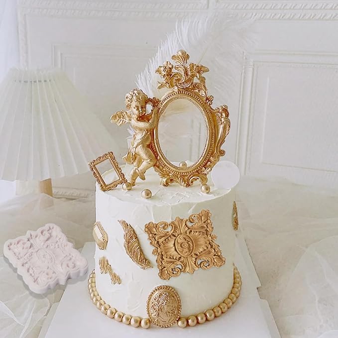 European Relief Silicone Mold, Baroque Style Fondant and Chocolate Mold, High-Temperature Resistant Food-Grade Silicone, Suitable for Cake Decoration, Candy, Biscuit, Mousse, Resin, Clay