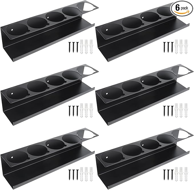 RealPlus Aerosol Spray Can Holder Rack Organizer 5 Cans Spray Bottle Holder Heavy-Duty Steel Wall Mounted for Garage and Workspace, Pack of 6