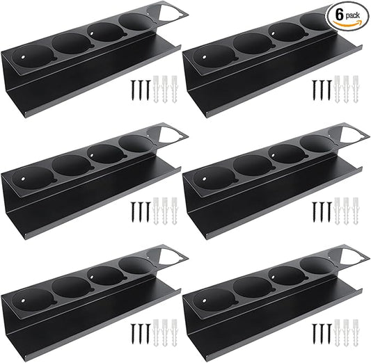 RealPlus Aerosol Spray Can Holder Rack Organizer 5 Cans Spray Bottle Holder Heavy-Duty Steel Wall Mounted for Garage and Workspace, Pack of 6