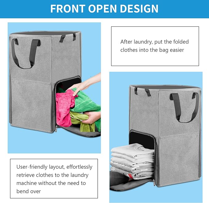 Laundry Backpack Bag, Bukere Extra Large 2 in 1 Laundry Hamper Basket for College Students Dorm Essentials, Adjustable Shoulder Straps, Freestanding Laundry Bag for Apartment, Laundromat, Travel