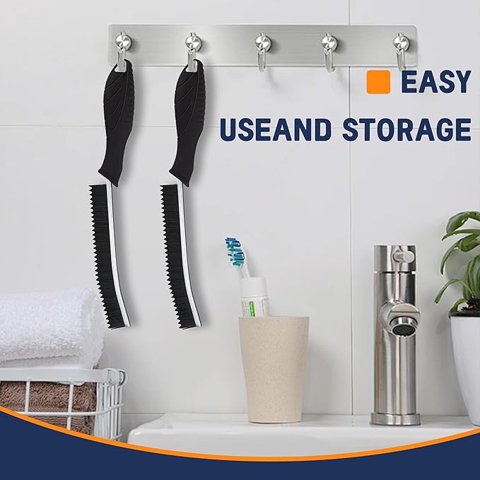3Pcs Crevice Cleaning Brush Tool Grout Brush Cleaning Supplies, Home Essentials Bathroom Multifunctional Gap Scrub Hard Bristle Brushes for Household Use (Black Cleaning Brush-C)