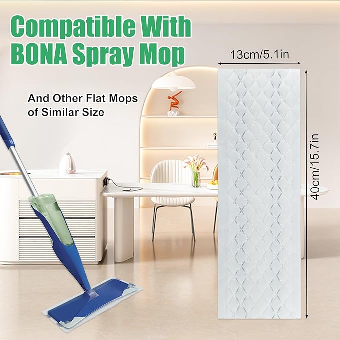 60 Pack Deep Cleaning Pad for All Type of 15''-17'' Spray Flat Mop,Compatible with Bona，Rubbermaid，Turbo，Norwex.Disposable Pad for Bona Family of Mops, Replacement Mopping Pad for Floor Cleaning