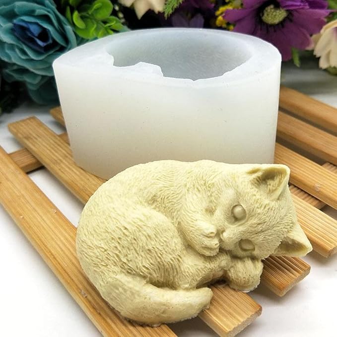 Sleepy Cat Resin Mold - Resin Casting Silicone Molds for Home Decor & Candle Making Wave Spiral Mold