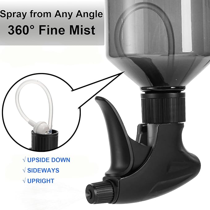 Bekith 6 Pack 360° Plastic Spray Bottles, 17oz/510ml Empty Refillable Containers, Upside Down Fine Mist Spray Bottle with Adjustable Nozzle for Cleaning, Cooking, Hair, Plant