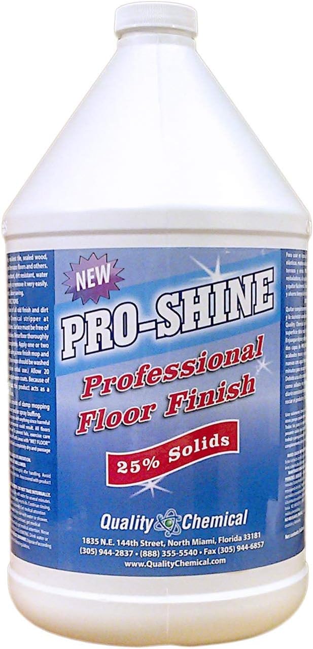 Quality Chemical Pro Shine High Solids Commercial Wet-Look Floor Finish Wax - High Shine Floor Cleaner, Future Floor Wax - Floor Wax for VCT Tile Floors, Polish & Restorer - 128 oz (Pack of 1)