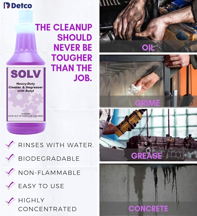 DETCO- Solv Industrial Strength Cleaner & Degreaser - Biodegradable, Highly Concentrated, Non-Flammable, Easy-to-Use