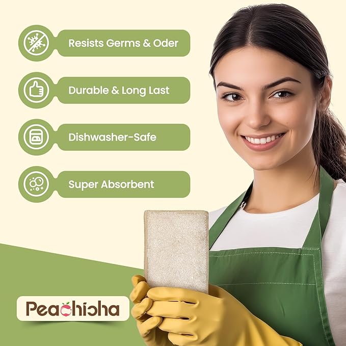 Bamboo Sponges for Dish Washing Reusable Dish Sponge Multi Use Kitchen Sponges Non-Scratch Microfiber Pad for Dishes Pots and Pans, Pack of 10