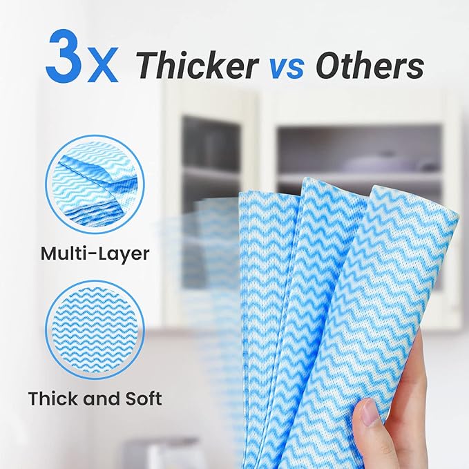 Reusable Cleaning Cloths Dish Paper Towels, Domestic Cleaning Towels, Multipurpose Quick-Dry Rag Dish Cloths Heavy Duty Handy Wipes for Kitchen 25 Count 14.2"X15.7", Blue