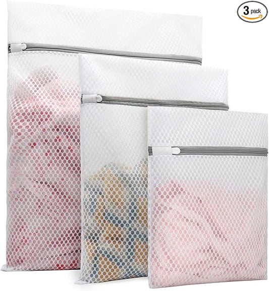 Muchfun 3Pcs Durable Honeycomb Mesh Laundry Bags for Delicates 1 Large, 1 Medium, 1 Small (Honeycomb Mesh)