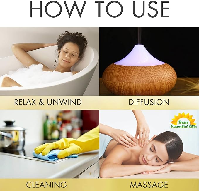 Sun Essential Oils – 4 oz Australian Sandalwood Essential Oil with Dropper for Diffuser, Skin, Aromatherapy Massage, Humidifier, Scent for Candle, Lotion & Soap Making at Home, Fragrance for Room