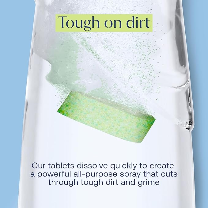 Fab Tab Bathroom Cleaner, Eco-Conscious Cleaning Tablets for Sparkling Bathrooms, Powerful Grime Remover, Citrus Scent, No Harmful Chemicals, Economical Refills - 4 Tablets (Bottle not included)
