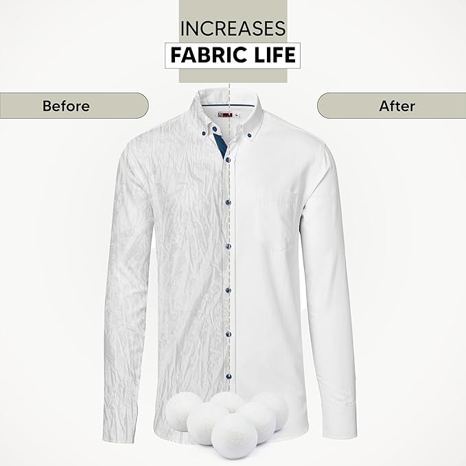 RAYTRADE Wool Dryer Balls 6-Pack 100% Made of Organic New Zealand Wool Reduces Clothing Wrinkles and Saves Drying Time Reusable Natural Fabric Softener Stocking Stuffer Gifts