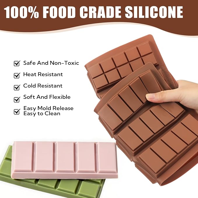 2 Pack Chocolate Bar Mold - Non-Stick Chocolate Molds, 100% Food Grade Silicone Deep Mold for Food Grade Silicone Deep Mold for Dubai Pistachio, Candy, Snacks