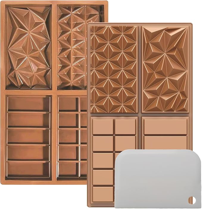 Dubai Chocolate Bar Mold，1 inch Deep Chocolate Mold Kit, Silicone chocolate molds for Filling Pistachio,Granola bar, Protein Energy Bar,Food Grade Candy Molds