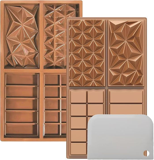 Dubai Chocolate Bar Mold，1 inch Deep Chocolate Mold Kit, Silicone chocolate molds for Filling Pistachio,Granola bar, Protein Energy Bar,Food Grade Candy Molds