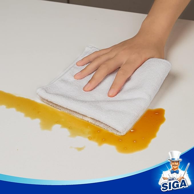 MR.SIGA Microfiber Cleaning Cloth, All-Purpose Microfiber Towels, Streak Free Cleaning Rags, Pack of 12, White, Size 32 x 32 cm(12.6 x 12.6 inch)