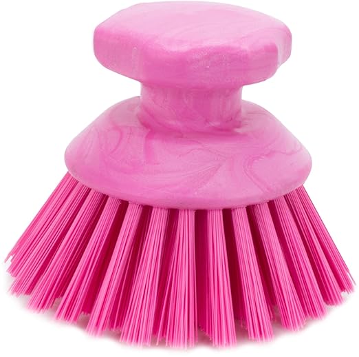 SPARTA 42395EC26 Plastic Scrubber Brush, Round Brush, Dish Scrub Brush With Color Coded For Cleaning, Kitchen, Bathroom, Bathtub, Dishes, Sink, 5 X 5 X 4 Inches, Pink
