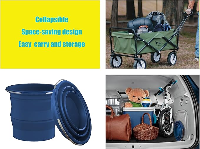 Collapsible Buckets, Silicone Bucket, Household Cleaning or Car Washing, Portable Folding Bucket for Fishing or Camping, 2.6 Gallons (10 Liters), Space-Saving Design, Round(Blue)