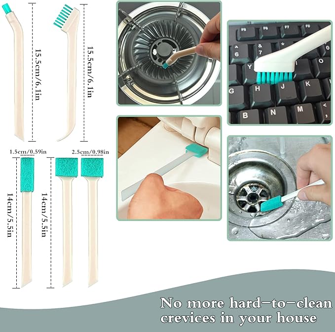 9 Pcs Small Household Cleaning Brushes by ELEMGULY,Deep Detail Crevice Brush Set for Hole, Gap, Corner, Space, Micro Crevice Scrub Cleaner Tool for Bottle, Keyboard, Window, Door Track,1 Sets