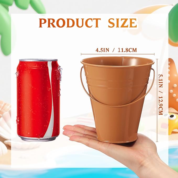 Sadnyy Colored Small Metal Buckets with Handle, 4.5 x 5.1 Inch Mini Galvanized Tin Bucket for Back to School Classrooms Crafts Pencil Holder Boho Wedding Birthday Party Favor Decoration