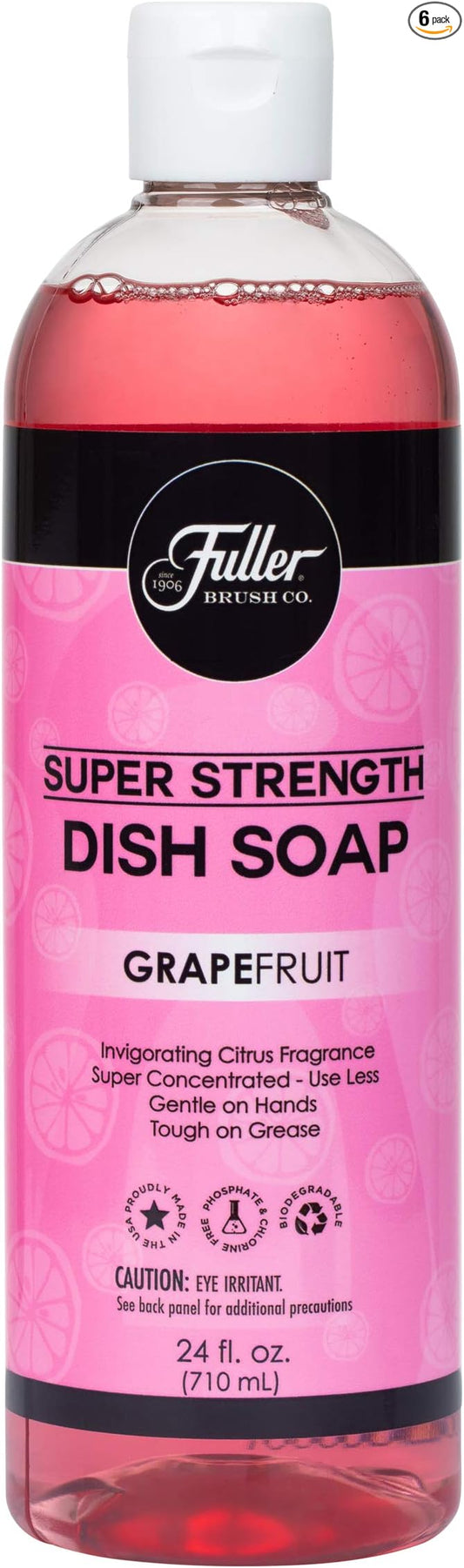 Fuller Brush Super Strength Dish Soap ? Economical ? Use Much Less ? For Dishes, Glasses, Silverware, Utensils, Pots, Pans, Countertops, Tables ? Invigorating Fragrance (Grapefruit) 6 Pack