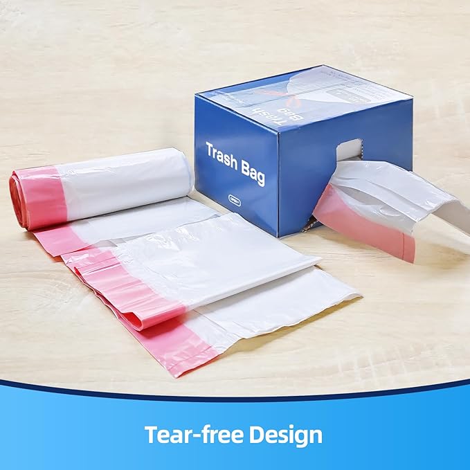 KUK 4 Gallon Drawstring Trash Bags - 120 Count White Small Garbage Bags, Unscented Strong Plastic Waste Basket Liners for Home/Office/Car, Fits 10-15 Liter Bins, 6 Rolls with Tear-Free Design