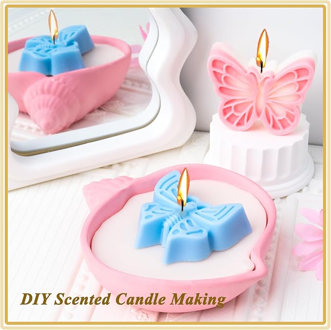 Butterfly Silicone Mold 2 Pack Candle Molds for Candle Soap Making Craft Supplies 3D Butterfly Epoxy Resin Casting Mold Plaster Cement Ornaments Mould Home Art Decor