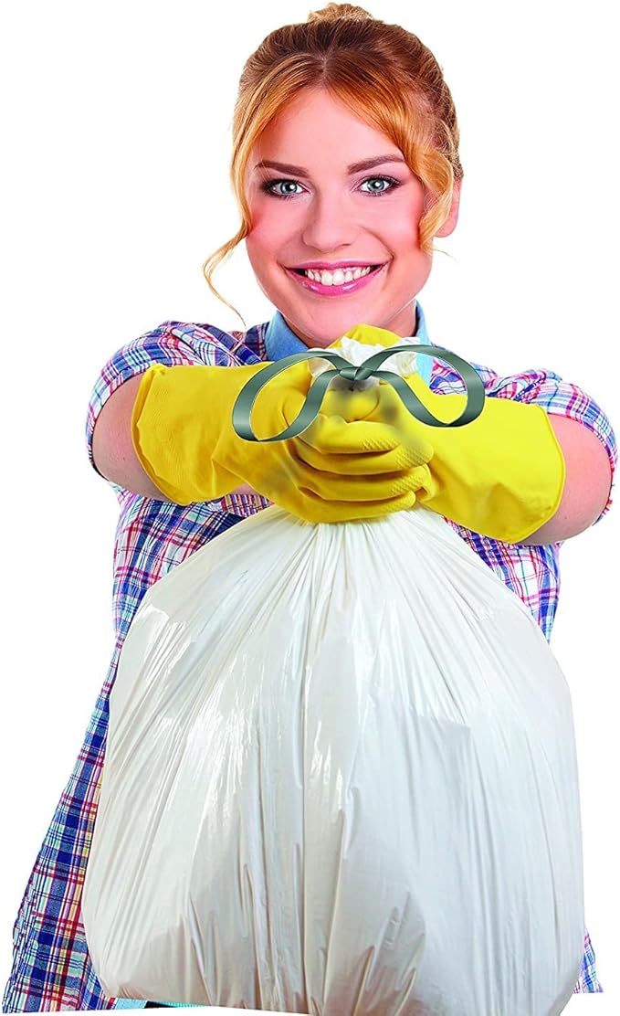 Ultrasac 18 Gallon 2.0 MIL White Drawstring Trash Bags - 25" x 28" - Pack of 50 - For Home, Outdoor, Industrial, & Commercial